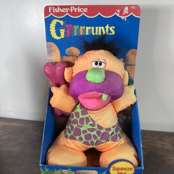 Fisher-Price Other - VTG 1992 Fisher Price Orange Caveman Puffalump Stuffed Grunts Plush Flawed!!!!